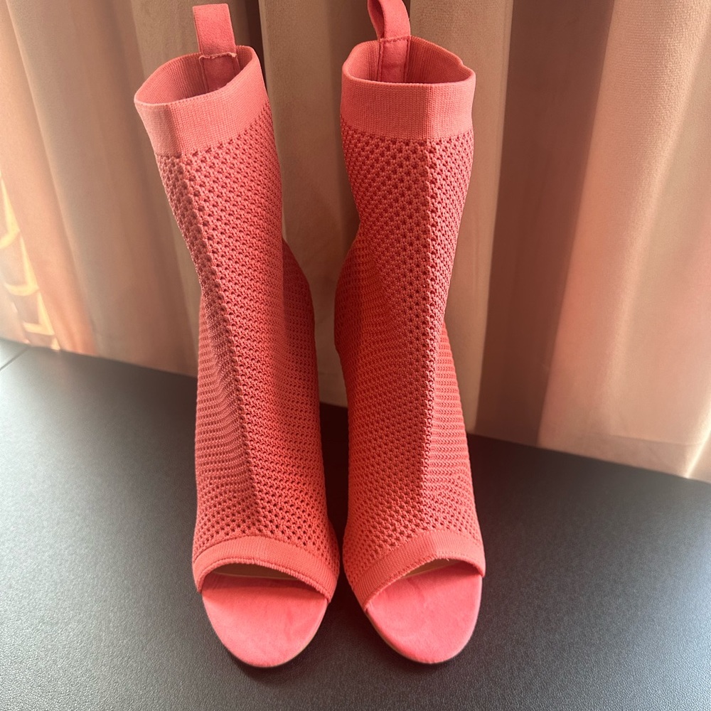 Pink Short Open Toe Boot Size 7 1/2